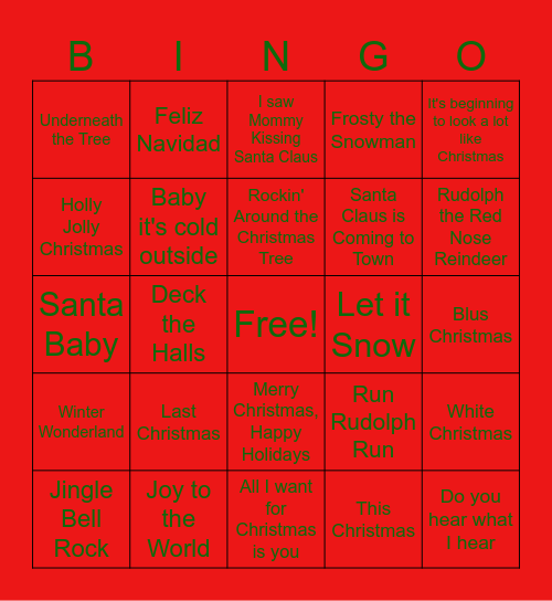 Holiday Bingo Card