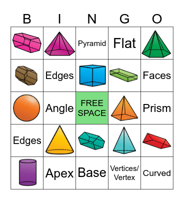 3D Shapes Bingo Card