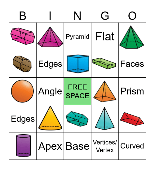 3D Shapes Bingo Card