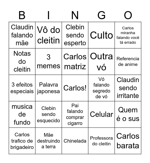 O victor magalhães Bingo Card