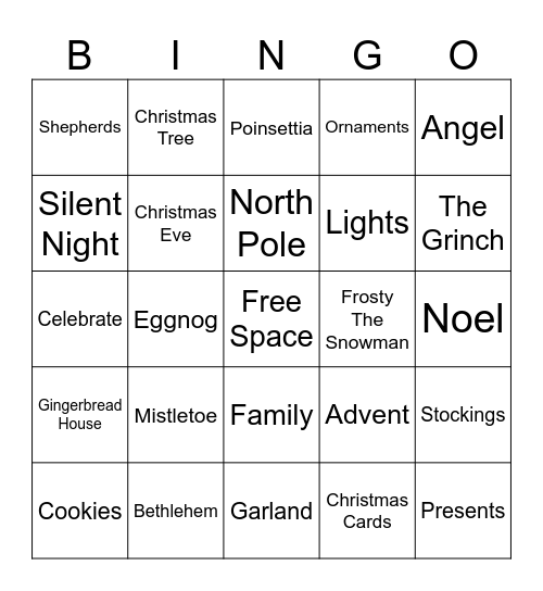Christmas Bingo Card