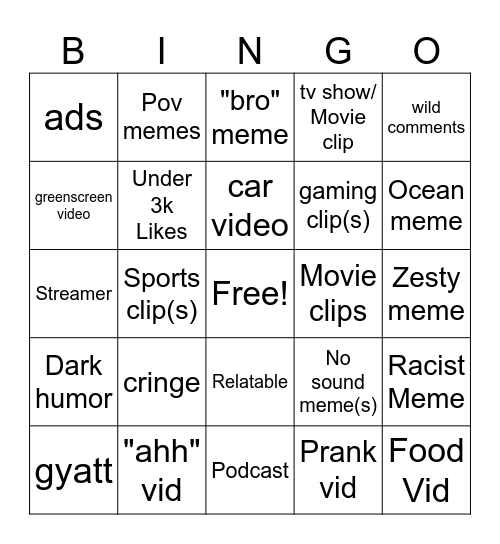 IG Bingo Card