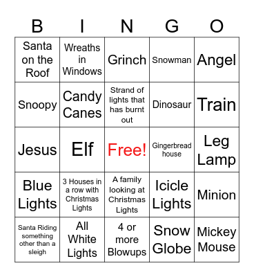 Christmas Lights BINGO! Bingo Card