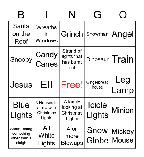 Christmas Lights BINGO! Bingo Card