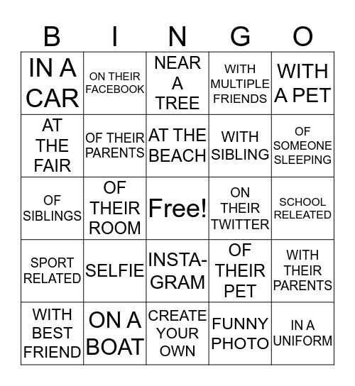 Photo Bingo Card