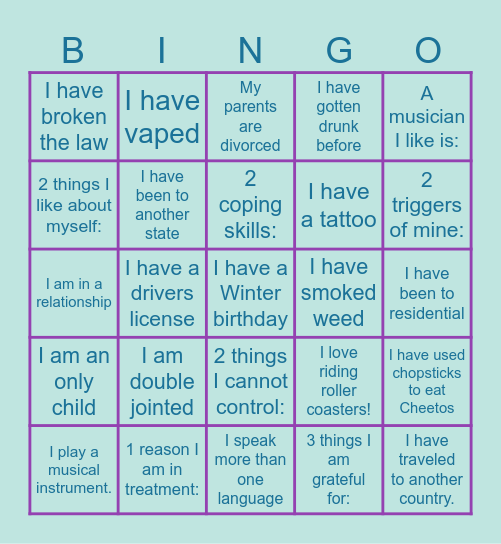 I have... Bingo Card