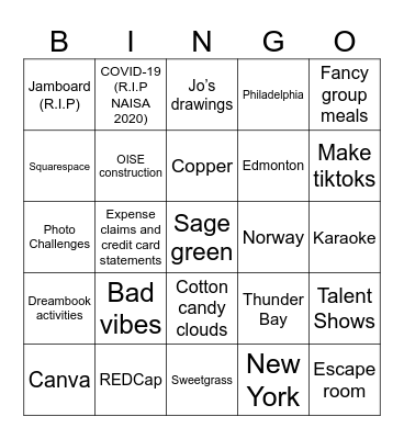 CIRCLE Lab Bingo Card