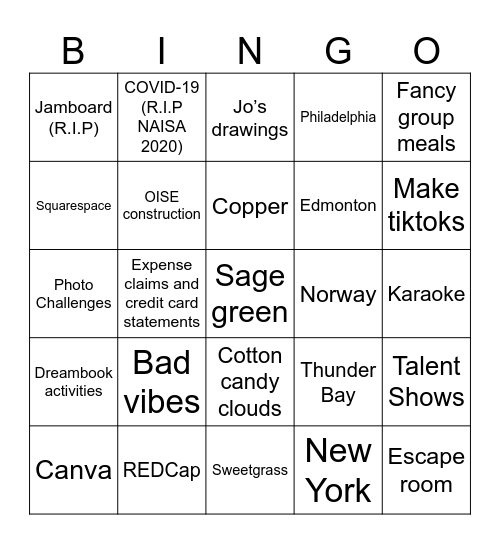 CIRCLE Lab Bingo Card