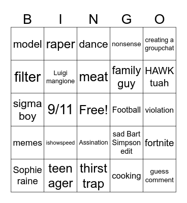 Snap spotlight bingo Card