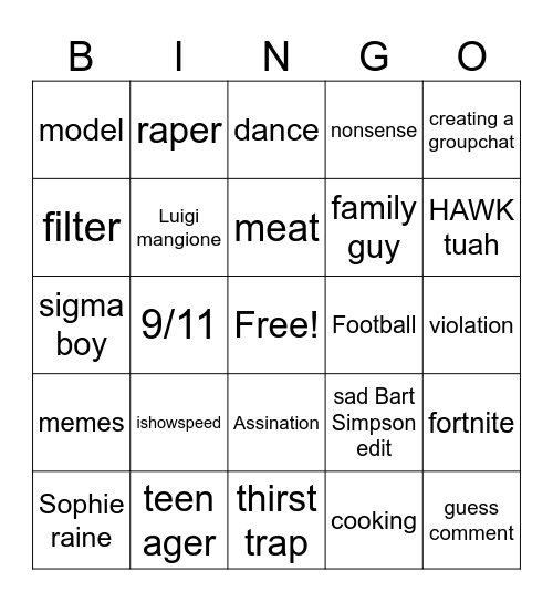 Snap spotlight bingo Card