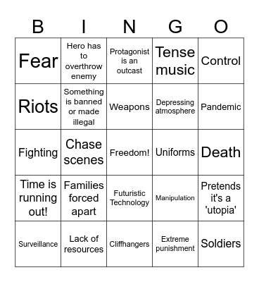 Dystopia - Maze Runner Bingo Card
