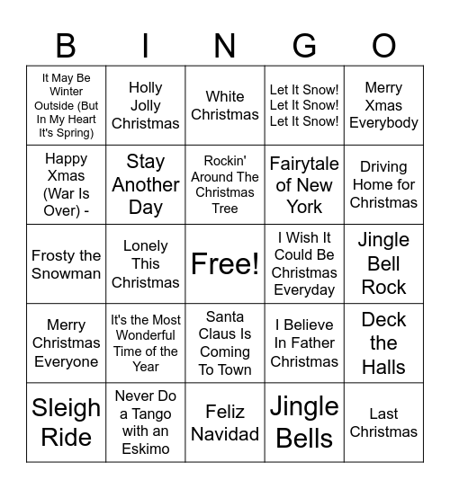 Christmas Bingo 2024 Bingo Card