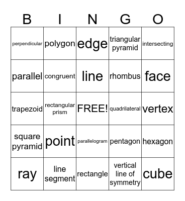 Geometry BINGO Card