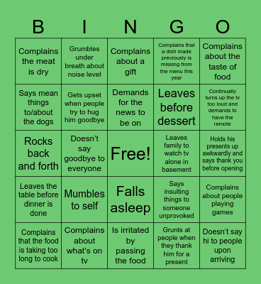More Holiday “Fun” Bingo Card