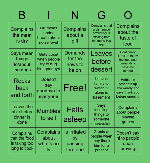 More Holiday “Fun” Bingo Card