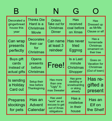 Christmas Bingo Card