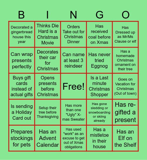 Christmas Bingo Card