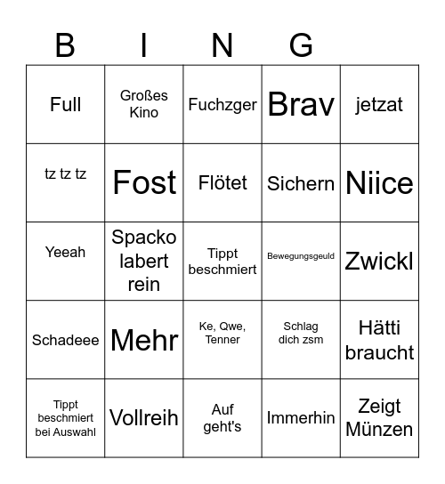Spacko Bingo Card