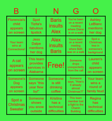 SHE Holiday Party Bingo Card