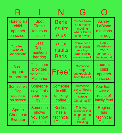 SHE Holiday Party Bingo Card