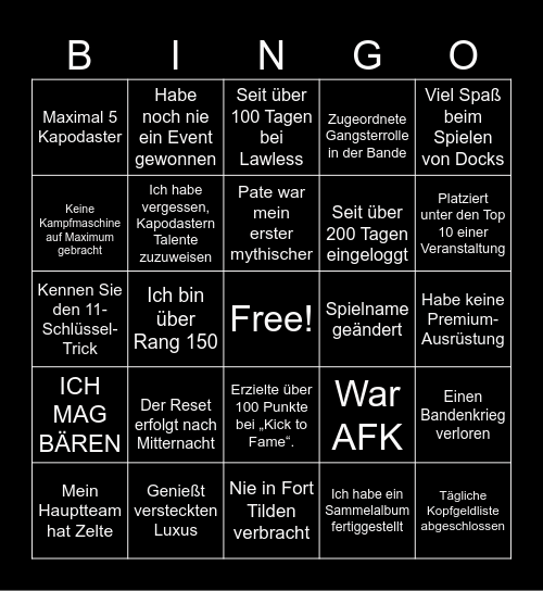 Idle Mafia Bingo 3 Bingo Card