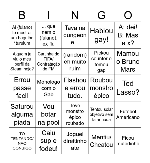 Um dia com o Xandão Bingo Card