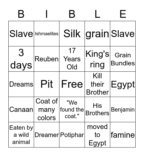 Joseph Bingo Card