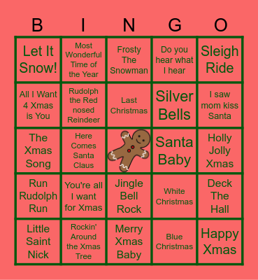 Christmas Boogie Bingo Card