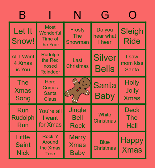 Christmas Boogie Bingo Card