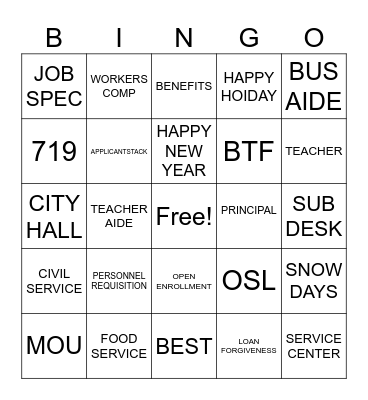 BPS HR BINGO Card