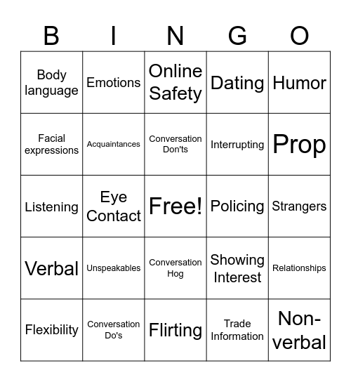 Foundations Bingo Card