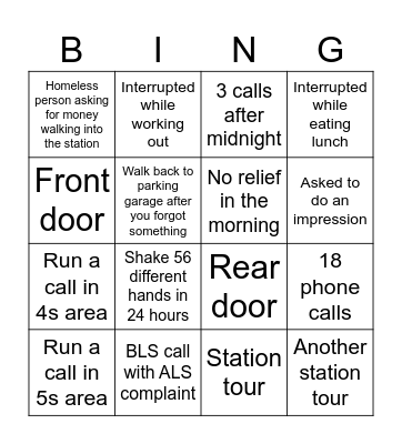 The Big House Bingo Card