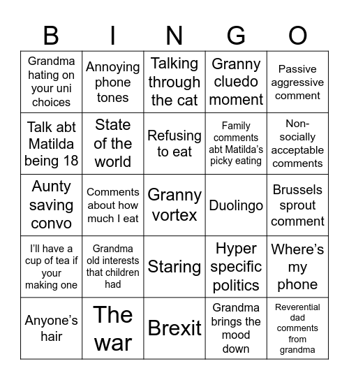 Christmas Bingo Card