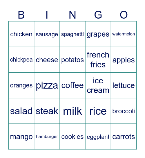 FOOD FOOD FOOD FOOD FOOD FOOD FOOD Bingo Card