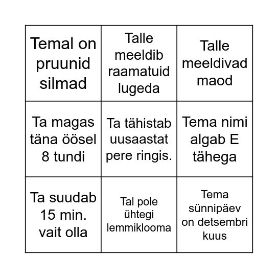 Jõulud Bingo Card