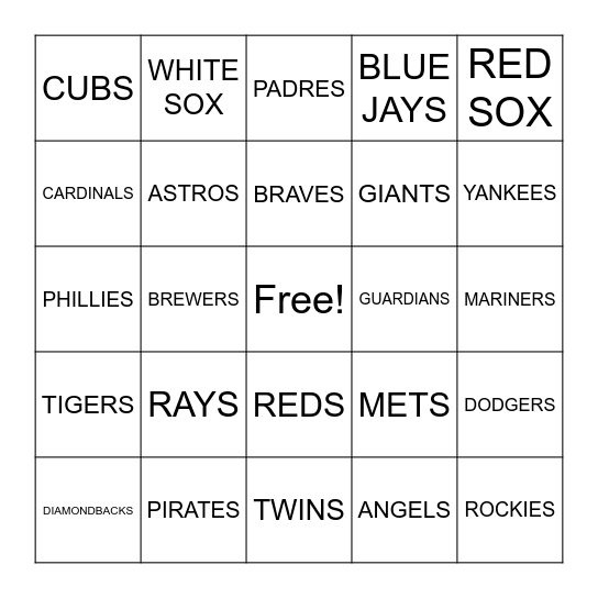 BASEBALL BINGO Card