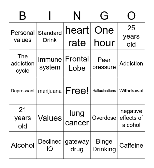 2nd Chances Bingo Card