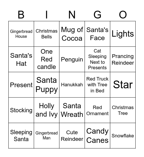 Holiday BINGO Card