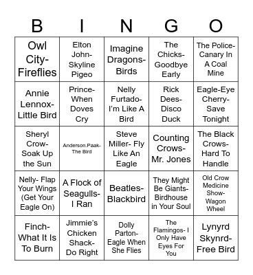 Radio Bingo For The Birbs Bingo Card