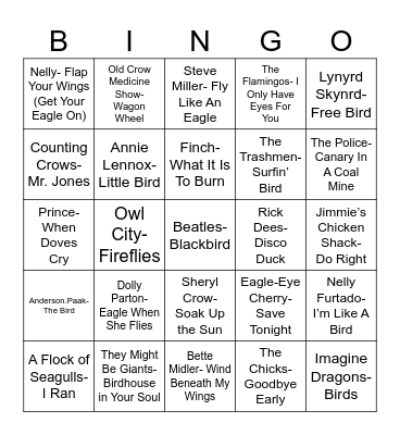 Radio Bingo For The Birbs Bingo Card