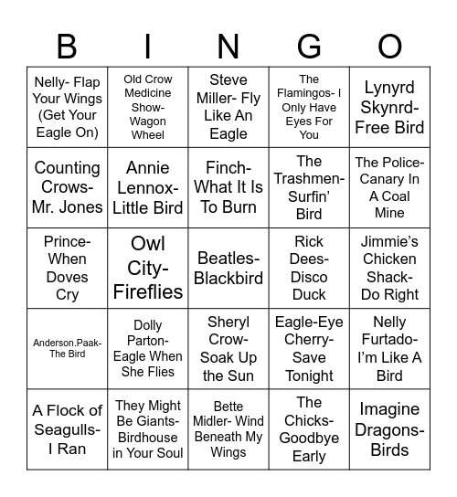 Radio Bingo For The Birbs Bingo Card