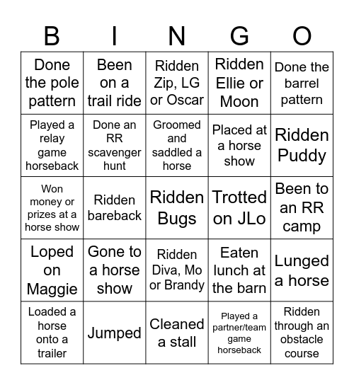 RR Christmas 2024 Bingo Card