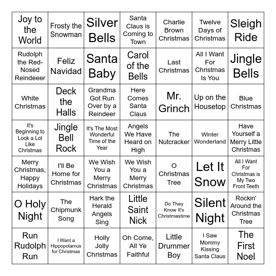 Christmas Mega Bingo Card