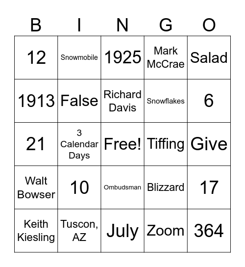Untitled Bingo Card