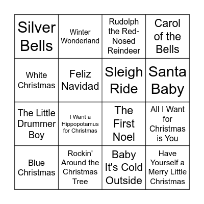 Christmas Music Bingo Card