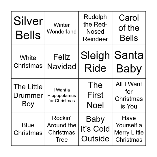 Christmas Music Bingo Card