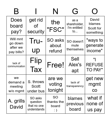 MP Bingo Card