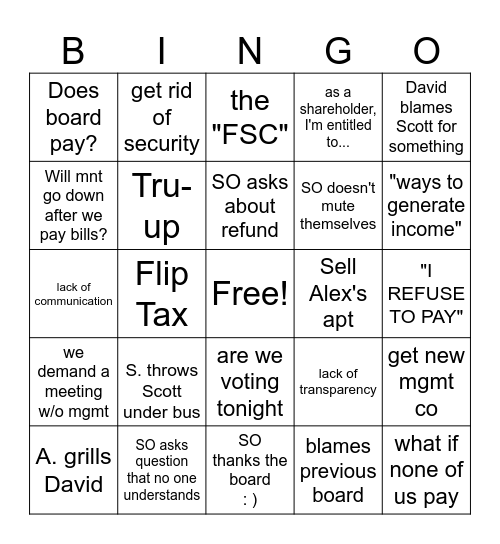 MP Bingo Card