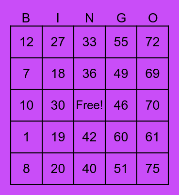 Holiday Bingo Bonanza Bingo Card