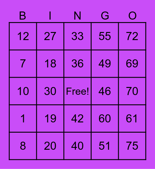 Holiday Bingo Bonanza Bingo Card